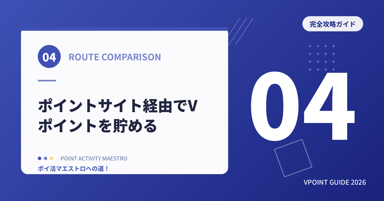 ポイントサイト経由でVポイントを貯める【ルート比較】